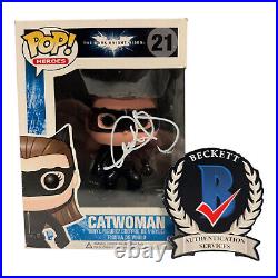 Anne Hathaway Signed Auto Catwoman Funko Pop 21 Beckett The Dark Knight Rises