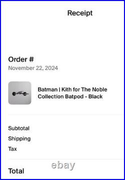 Batman Kith for The Noble Collection x DC The Dark Knight Batpod? Diecast