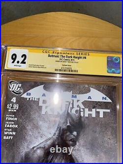Batman The Dark Knight #4 SS CGC 9.2 David Finch Signed 125 Variant Cover NM+