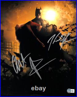 Christian Bale Katie Holmes Signed Auto The Dark Knight 11X14 Photo BAS Beckett