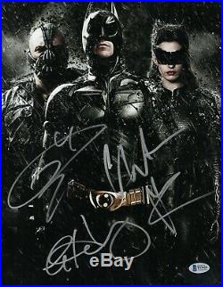 Christian Bale Tom Hardy Anne Hathaway Dark Knight Signed 11x14 Photo Bas Coa