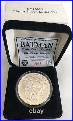 DC BATMAN THE DARK KNIGHT 1oz. SILVER (Num. 0903/5000) Coin Highland Mint! RARE