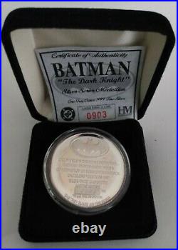 DC BATMAN THE DARK KNIGHT 1oz. SILVER (Num. 0903/5000) Coin Highland Mint! RARE