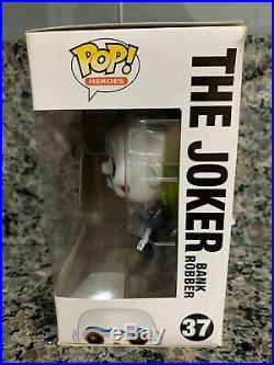 New Funko Pop! Heroes #37 The Dark Knight The Joker Bank Robber Damaged Box