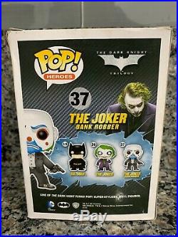 New Funko Pop! Heroes #37 The Dark Knight The Joker Bank Robber Damaged Box