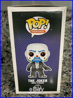 New Funko Pop! Heroes #37 The Dark Knight The Joker Bank Robber Damaged Box