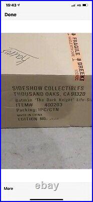 Sideshow 1/1 The Dark Knight Batman Bust. Cape Never Displayed