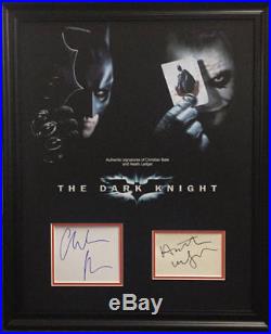 The Dark Knight Heath Ledger & Christian Bale authentic signed display 15487