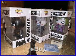 The Dark Knight Trilogy Funko Pop Set Bank Robber Joker Batman And Joker Retired