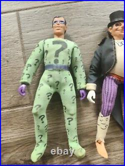 Vintage Mego 1970's Batman, Robin, Penguin, Joker, And Riddler 8 Figures